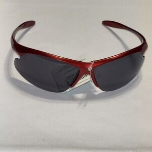 Fast Lane Sport Sunglasses Red Shield Wrap UV Protection NWT